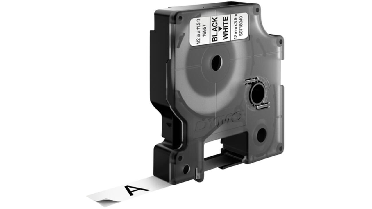Labeltape Dymo LabelManager D1 nylon 12mm zwart op wit