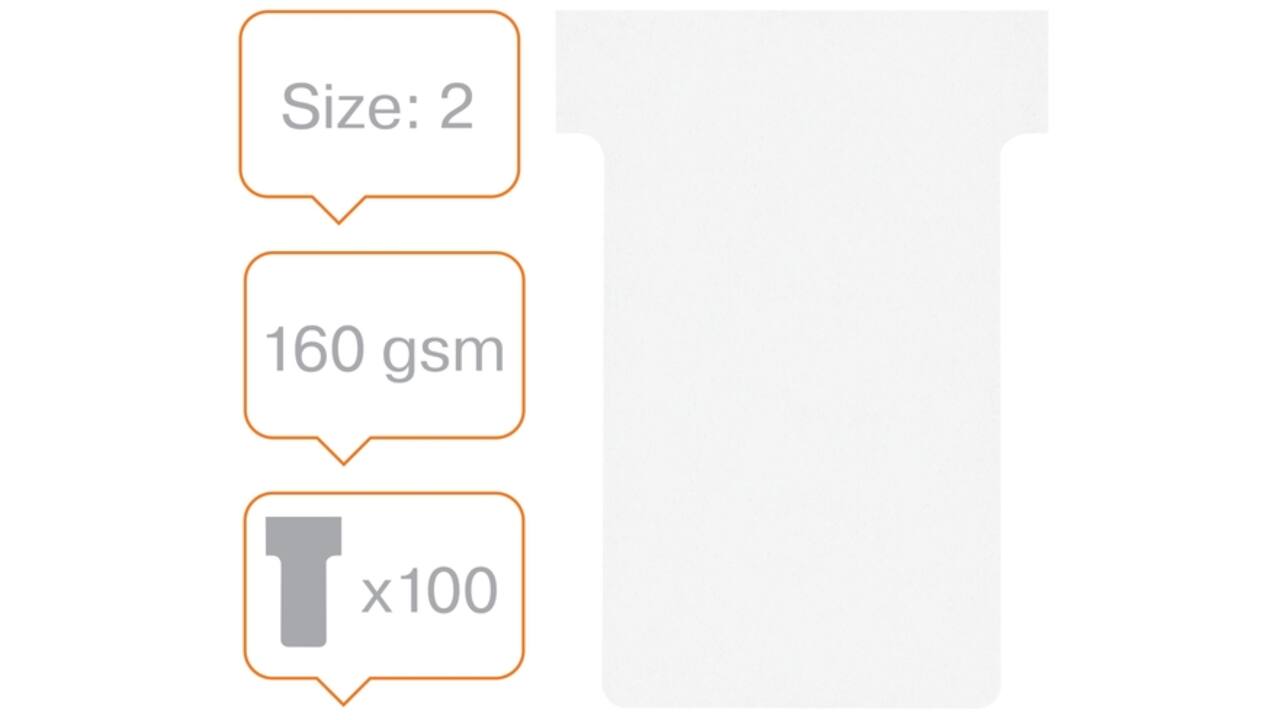 T-kaart Nobo nr.2 48mm wit 100 stuks