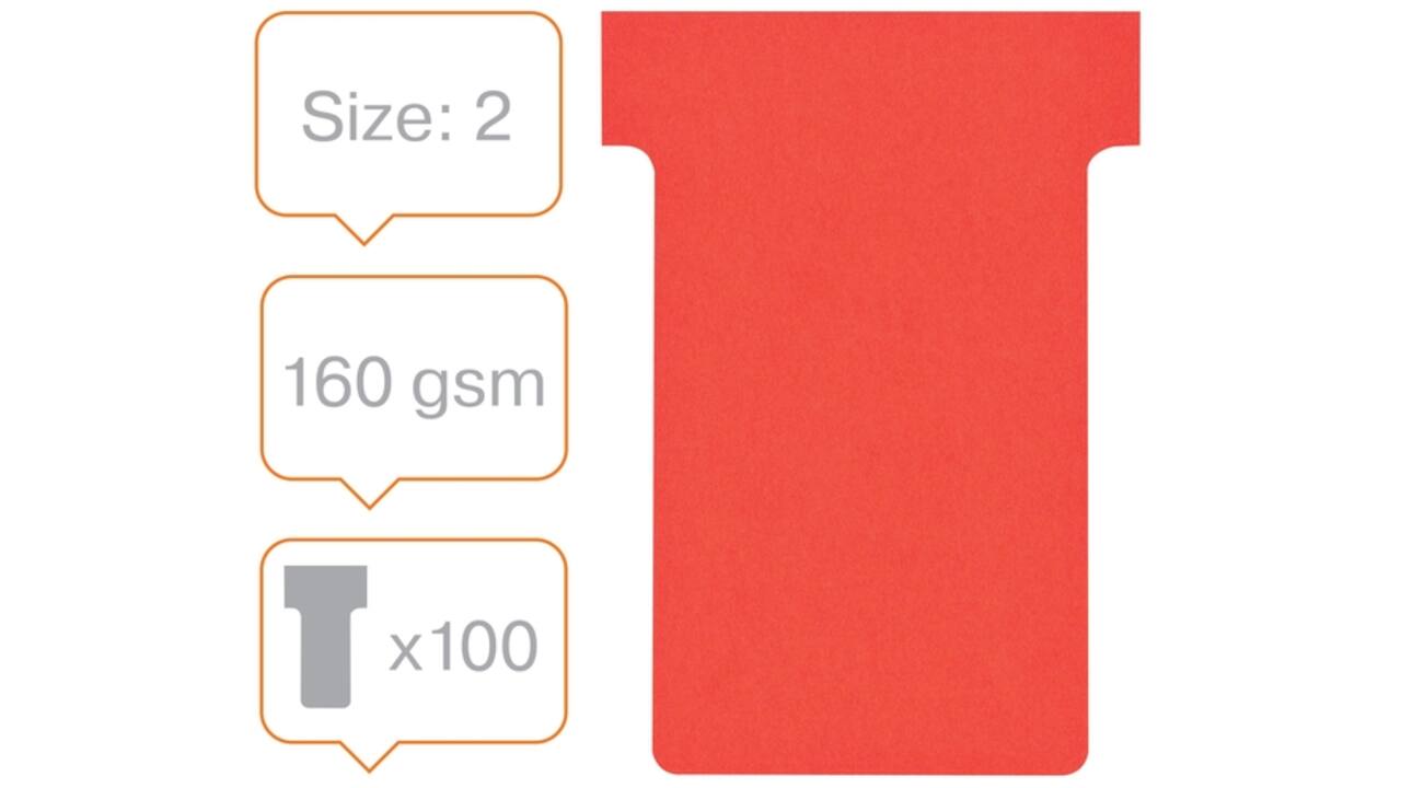T-kaart Nobo nr.2 48mm rood 100 stuks