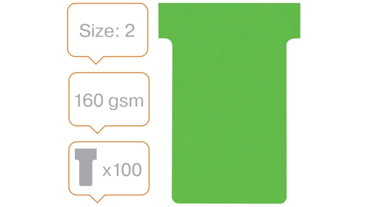 T-kaart Nobo nr.2 48mm groen 100 stuks