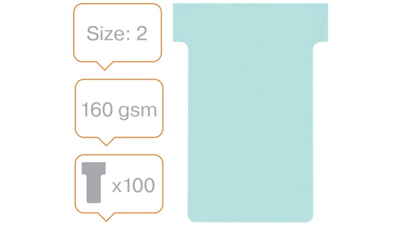 T-kaart Nobo nr.2 48mm blauw 100 stuks