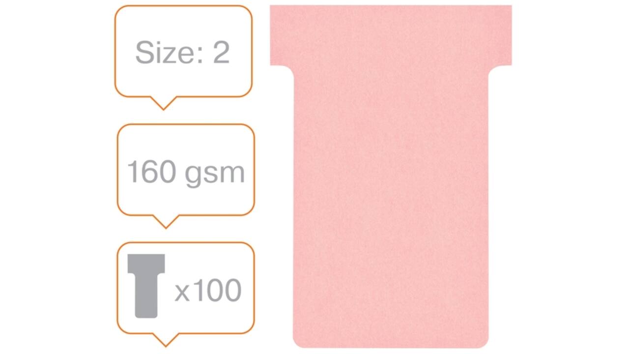 T-kaart Nobo nr.2 48mm roze 100 stuks