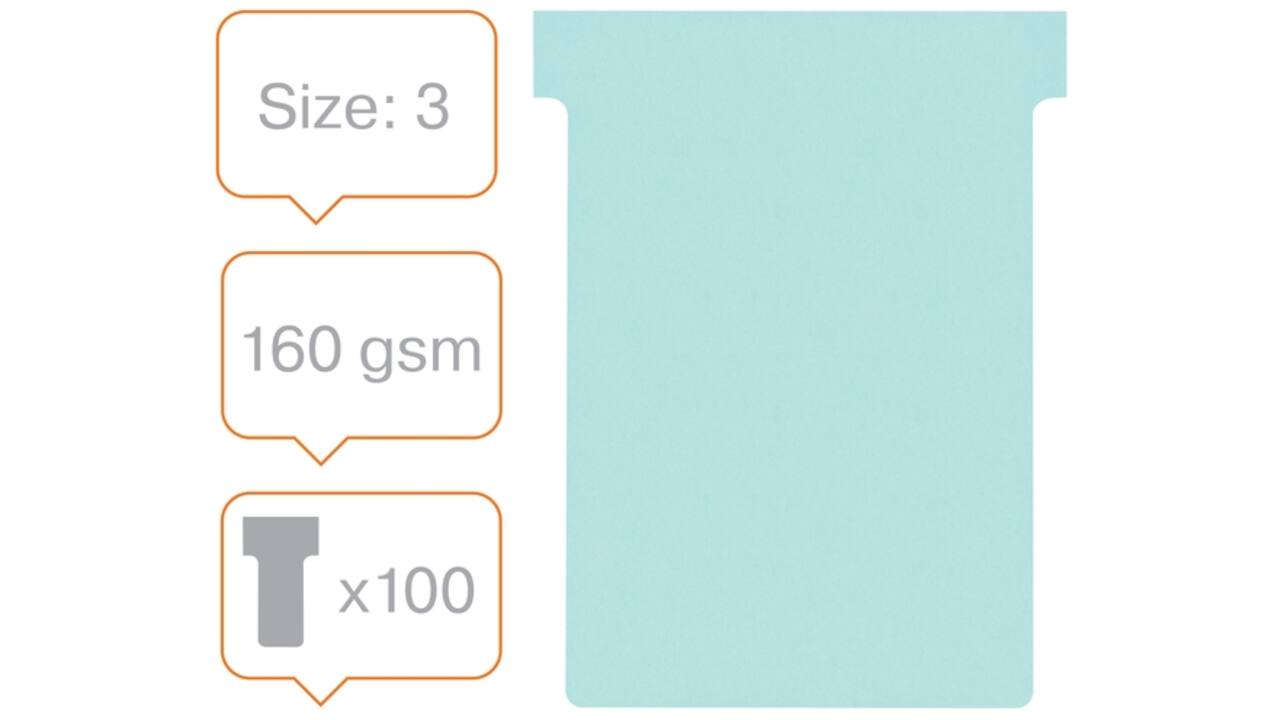 T-kaart Nobo nr.3 80mm blauw 100 stuks
