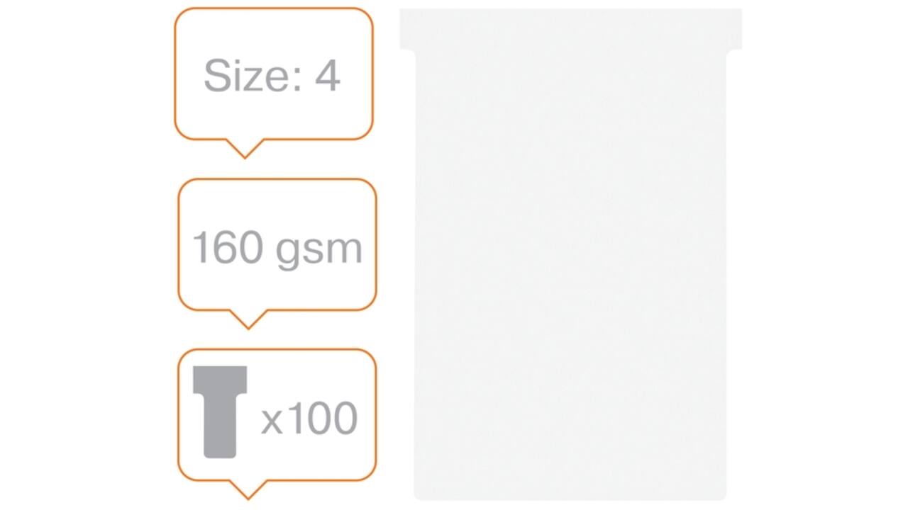 T-kaart Nobo nr.4 112mm wit 100 stuks