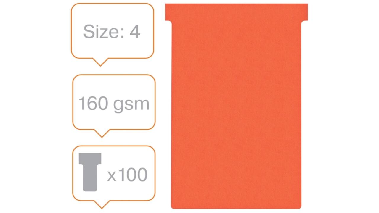 T-kaart Nobo nr.4 112mm rood 100 stuks