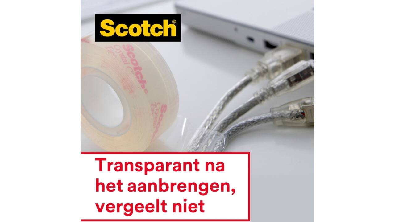 Plakband Scotch Crystal 600 19mmx7.5m transparant 2+1 gratis + handdispenser