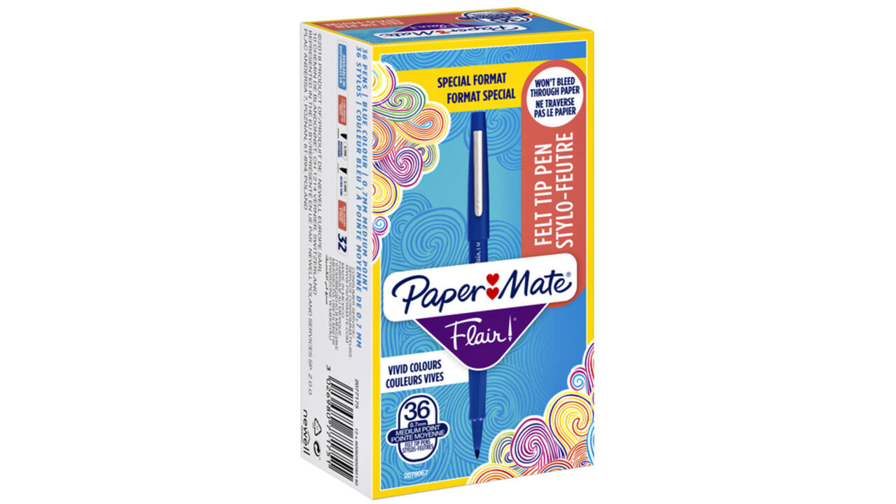 Fineliner Paper Mate Flair Original medium blauw valuepack à 36 stuks