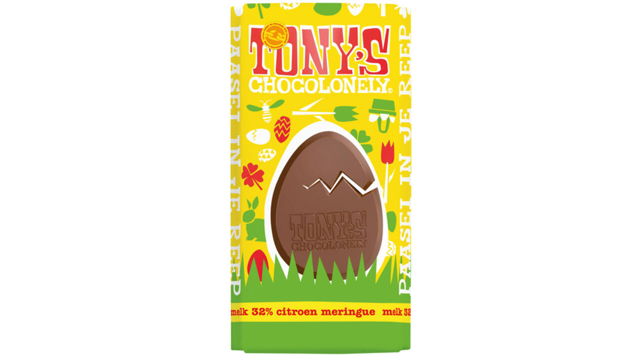 Chocolade Tony's Chocolonely paasreep melk met meringue & citroen 180gr