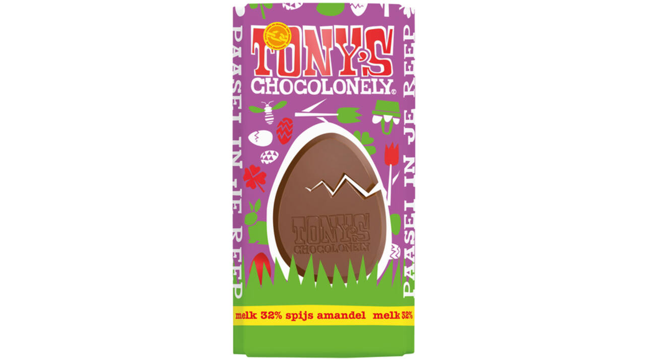 Chocolade Tony's Chocolonely paasreep melk met amandelspijs en nootjes 180gr