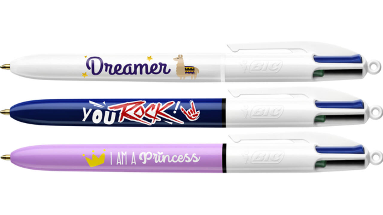 Balpen Bic 4 kleuren medium Botonical & Tie Dye
