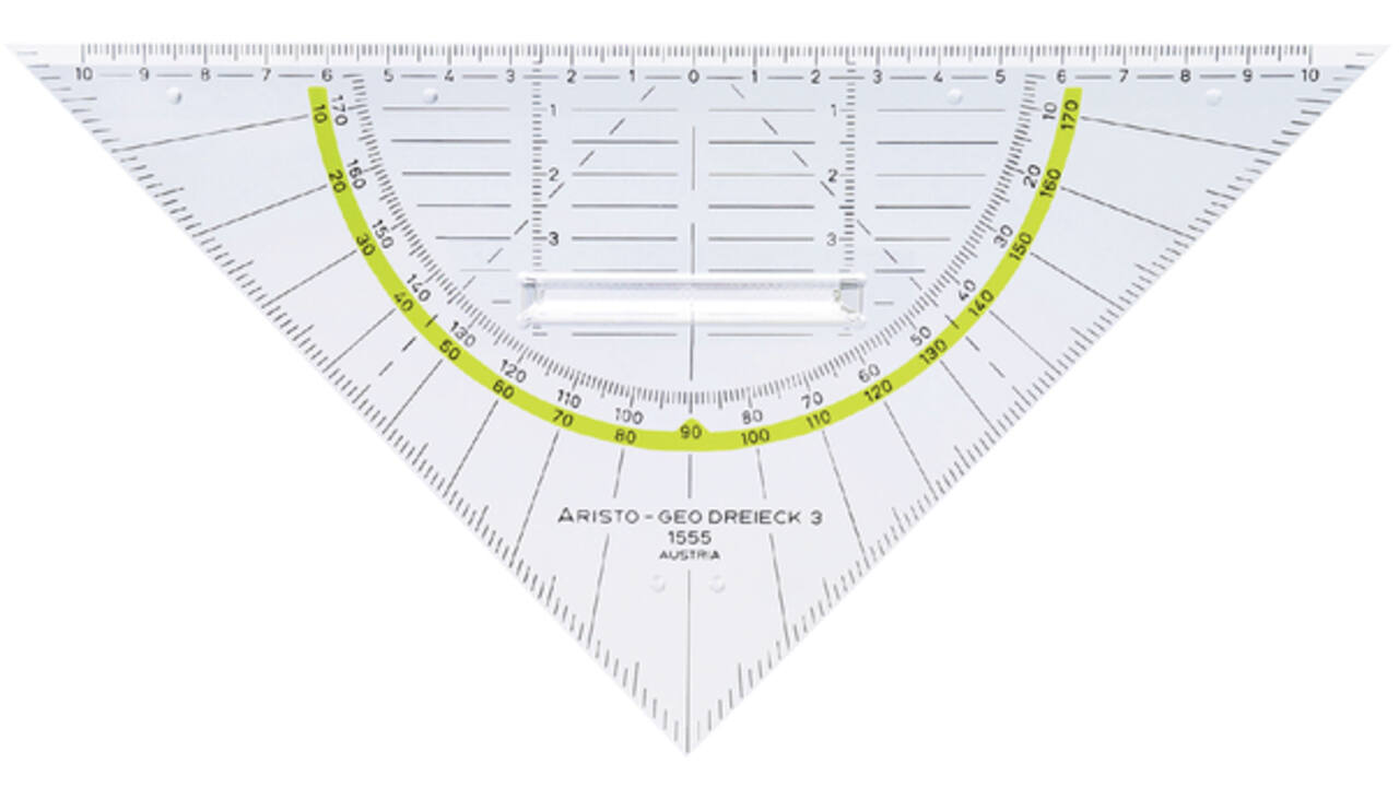 Geodriehoek Aristo 1555/2 225mm met greep transparant