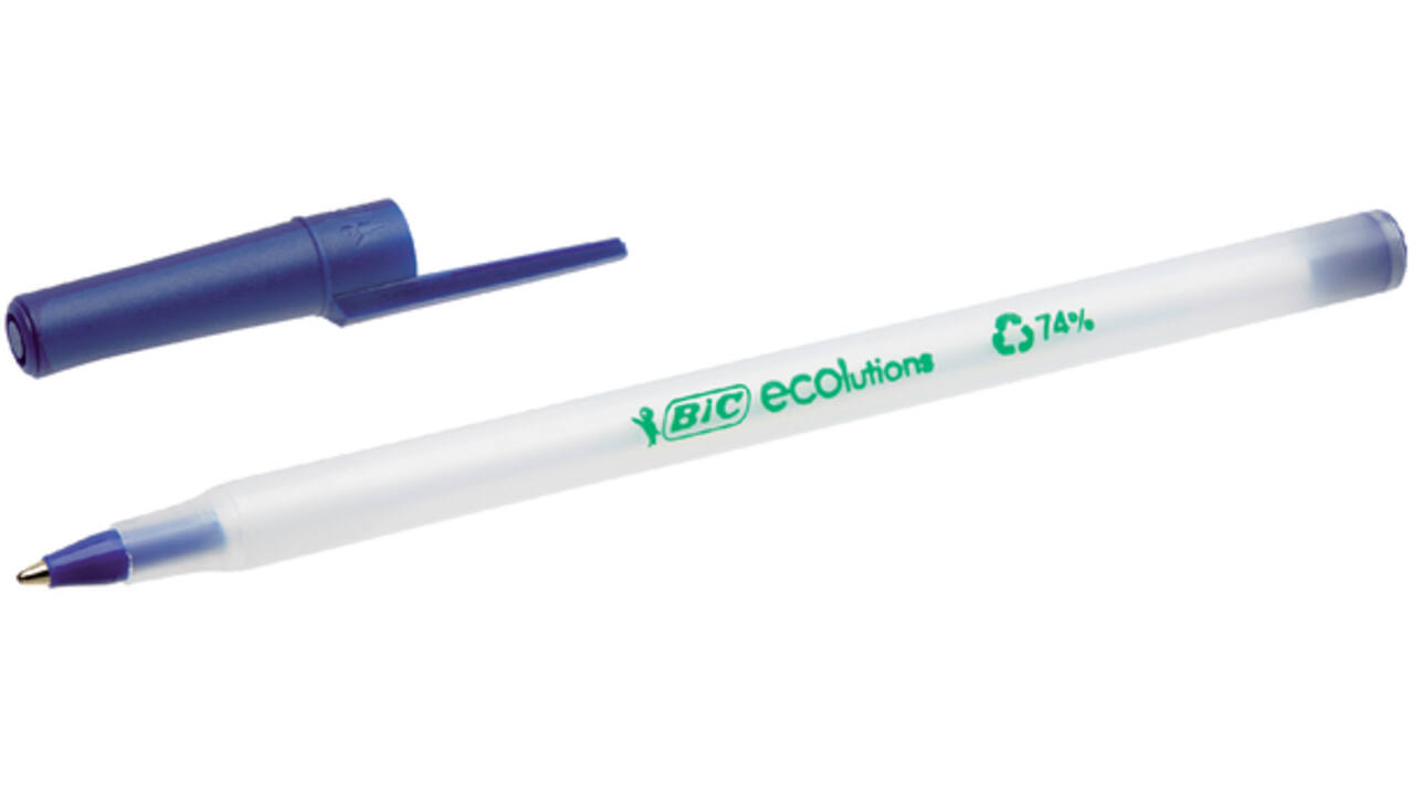 Balpen Bic ecolutions round stic medium blauw