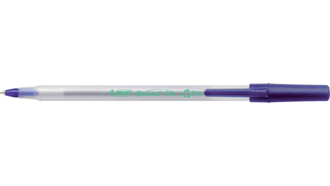 Balpen Bic ecolutions round stic medium blauw
