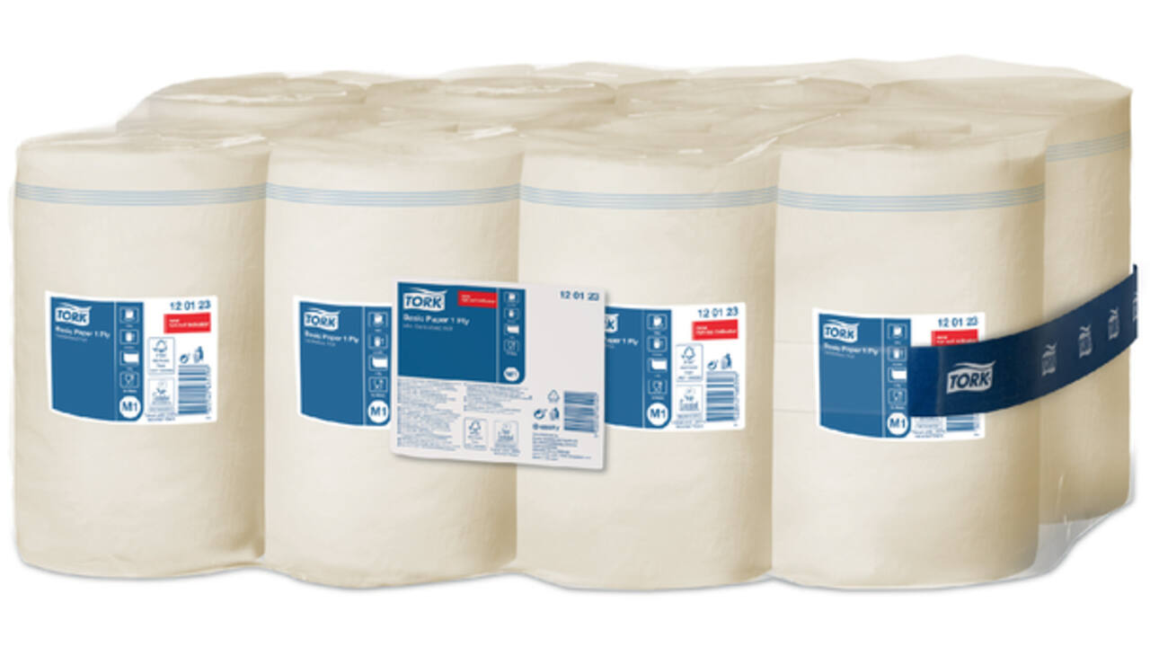 Poetspapier Tork M1 Basic Universal 1-laags 120m wit 120123
