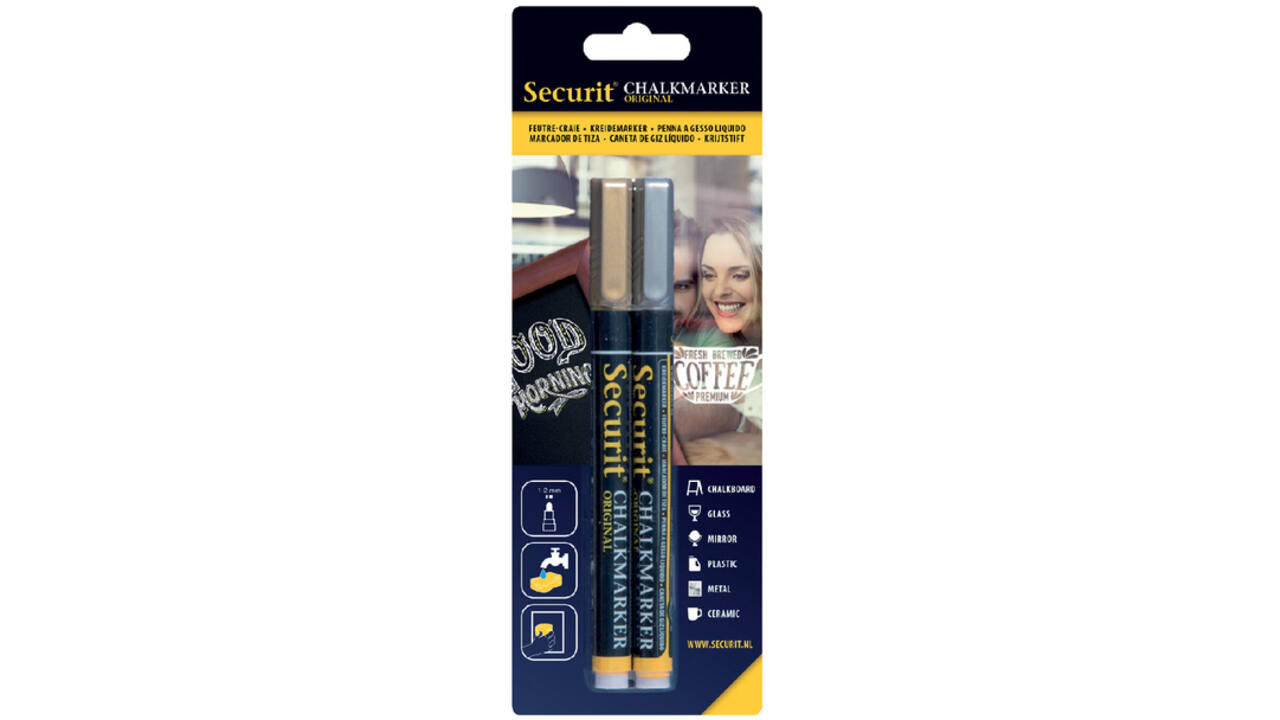 Krijtstift Securit SMA-100 rond 1-2mm goud/zilver assorti