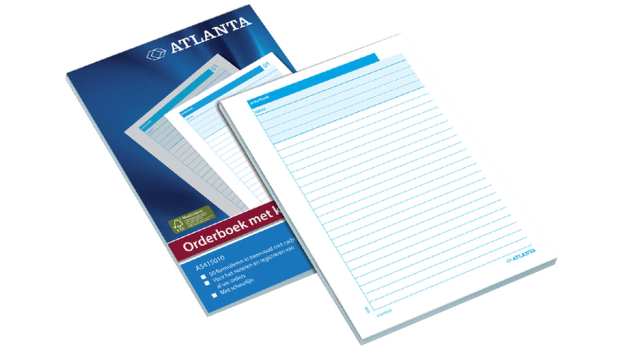 Orderboek Djois Atlanta A5 50x2vel met carbon wit