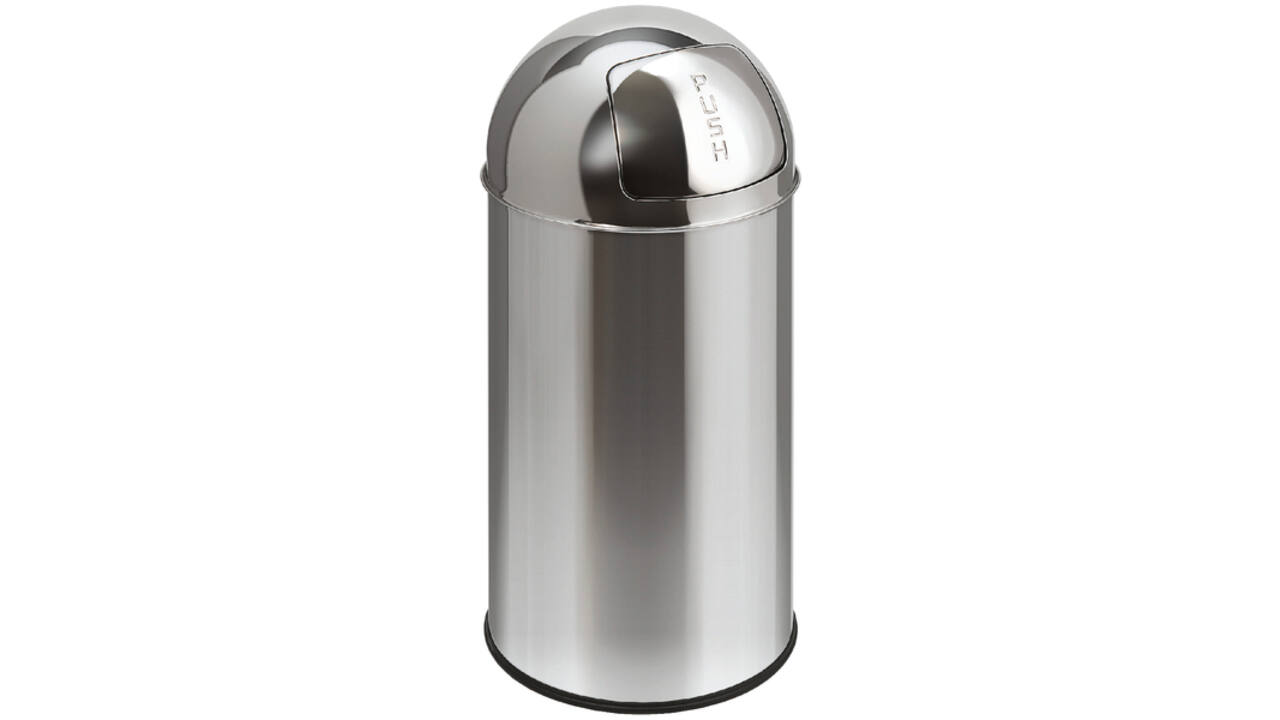 Afvalbak Pushcan met pushdeksel 40liter zilver