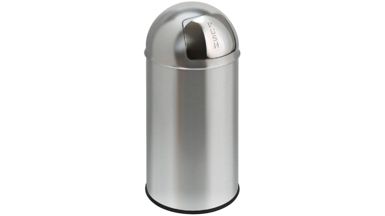 Afvalbak Pushcan met pushdeksel 40liter mat RVS