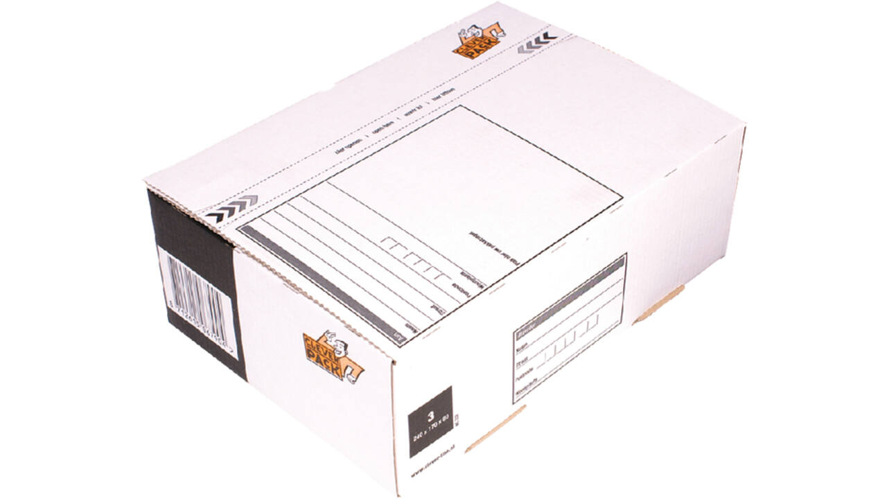 Postpakketbox 3 CleverPack 240x170x80mm wit pak à 25 stuks