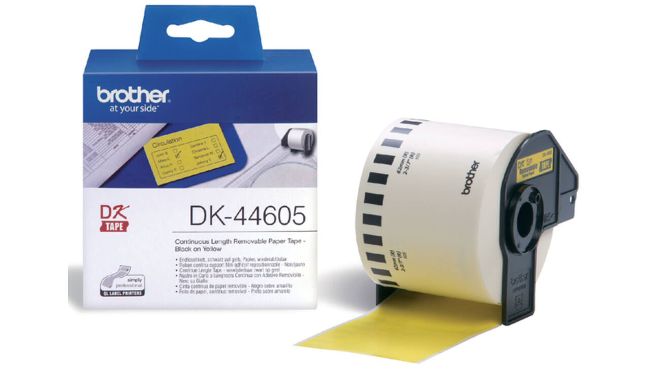 Etiket Brother DK-44605 62mm thermisch 30-meter geel papier