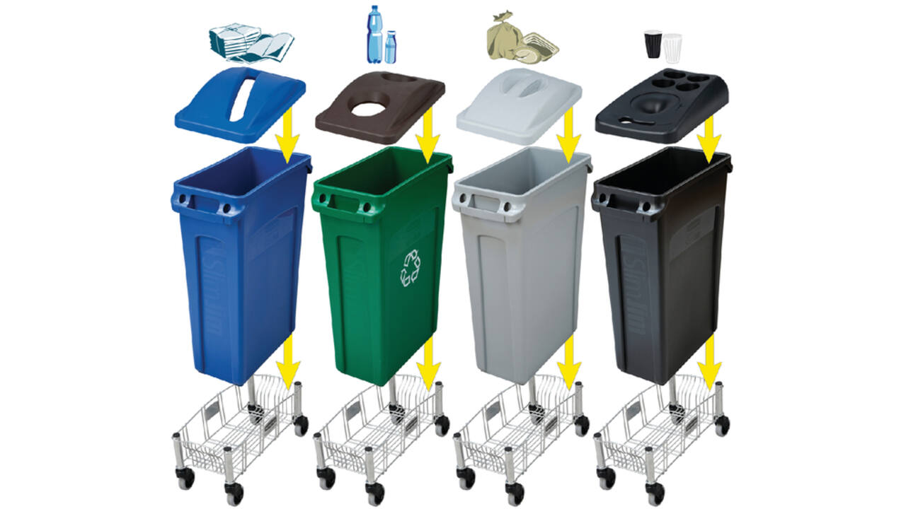 Afvalbak Rubbermaid Slim Jim Vented met luchtsleuven 87L grijs