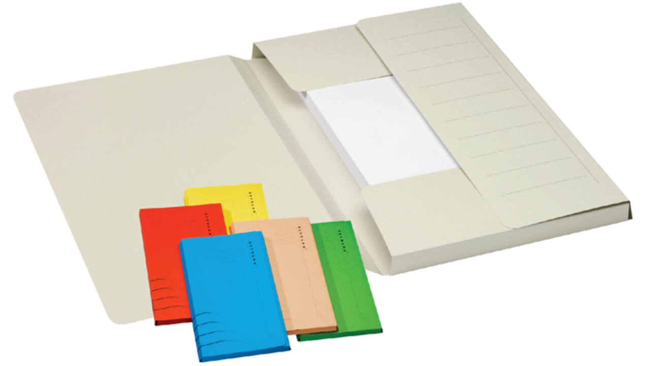 Dossiermap Djois Secolor Mammoet folio 3 kleppen 250gr recycled 360 x 250 mm rood 50 stuks