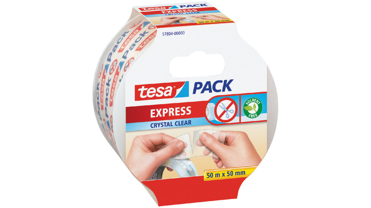 Verpakkingstape tesapack® Express Crystal Clear 50mx50mm handscheurbaar transparant