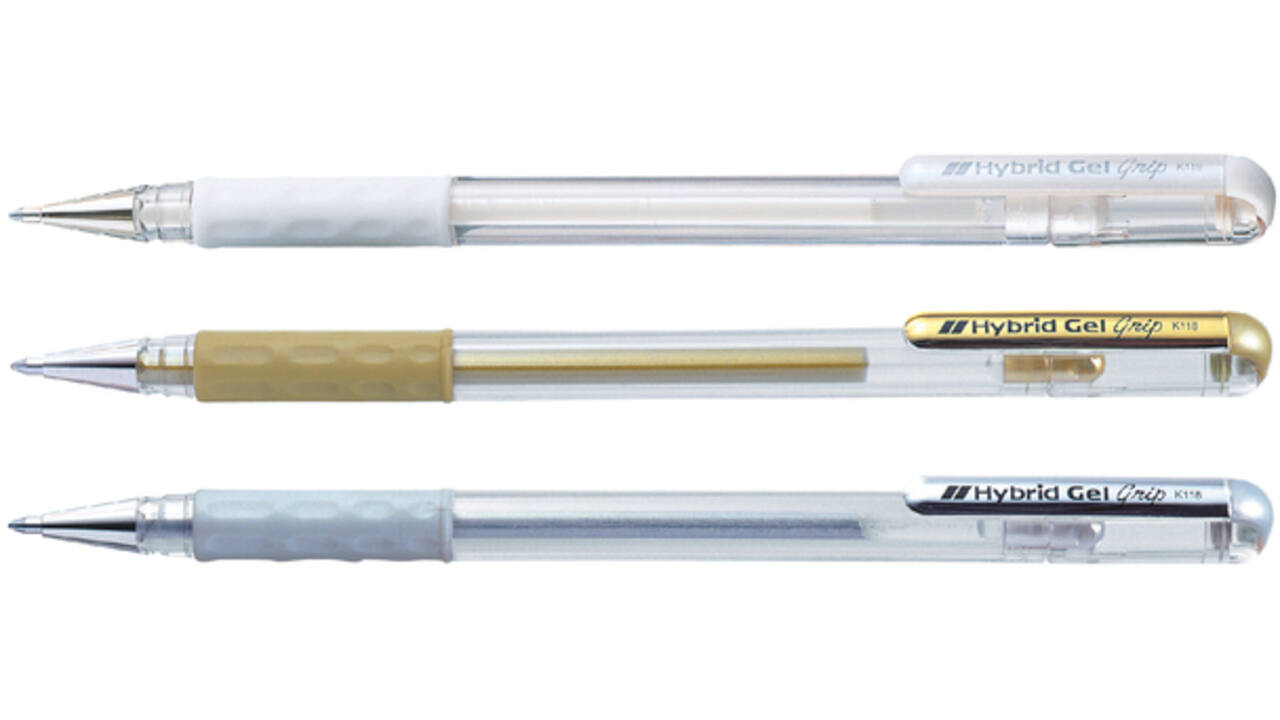 Gelschrijver Pentel K118 Grip medium wit
