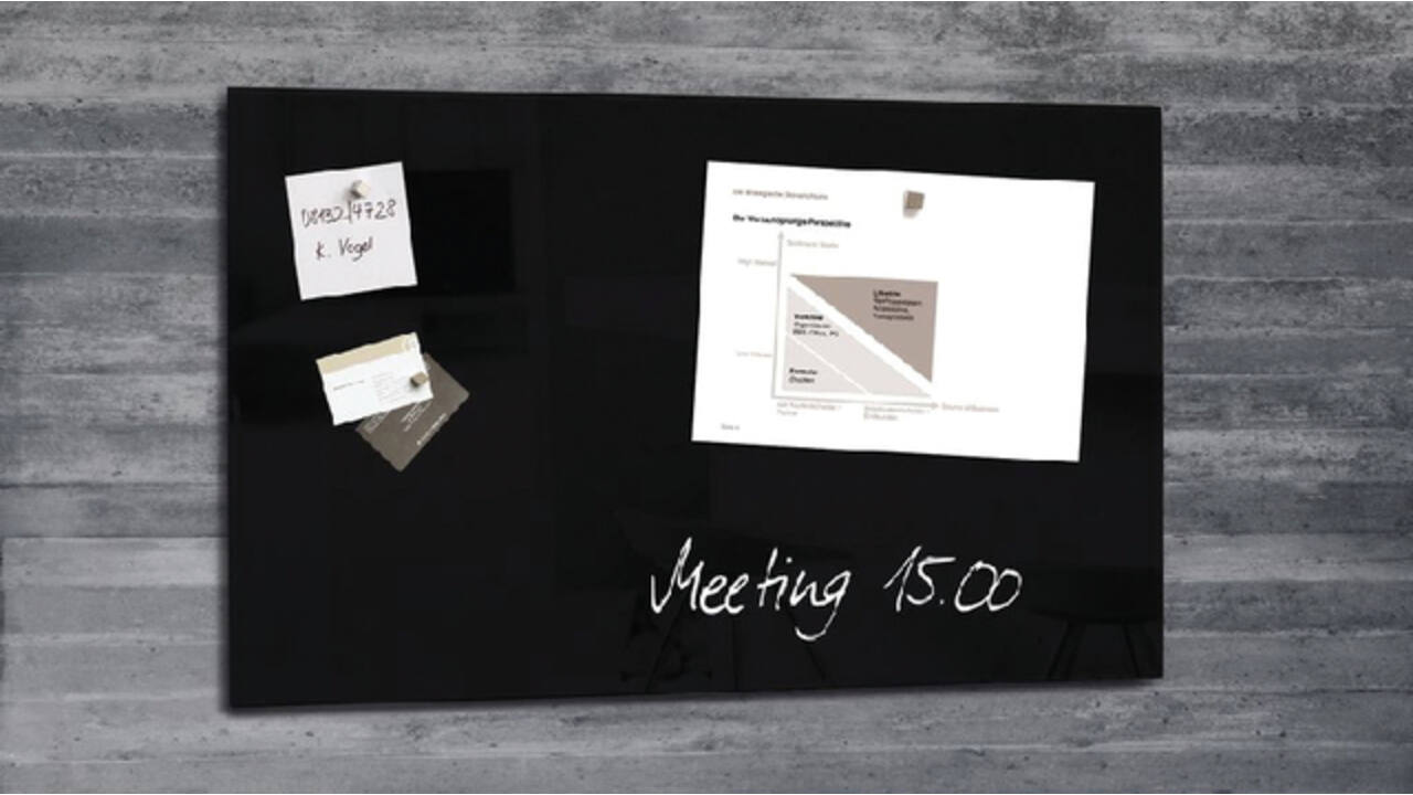 Glasbord Sigel magnetisch 780x480x15mm zwart
