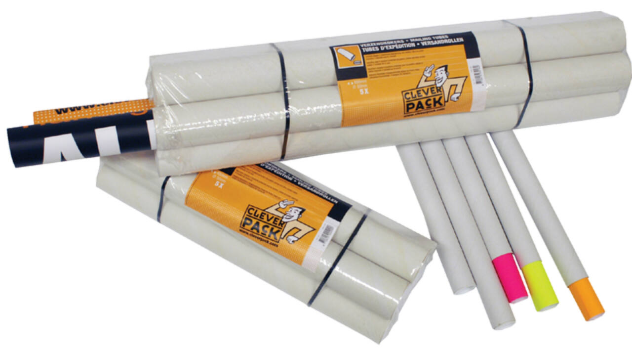 Verzendkoker CleverPack A0 850x50x1.5 met doppen wit pak à 5 stuks