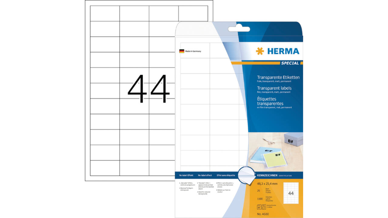 Etiket HERMA 4680 48.3x25.4mm transparant 1100stuks