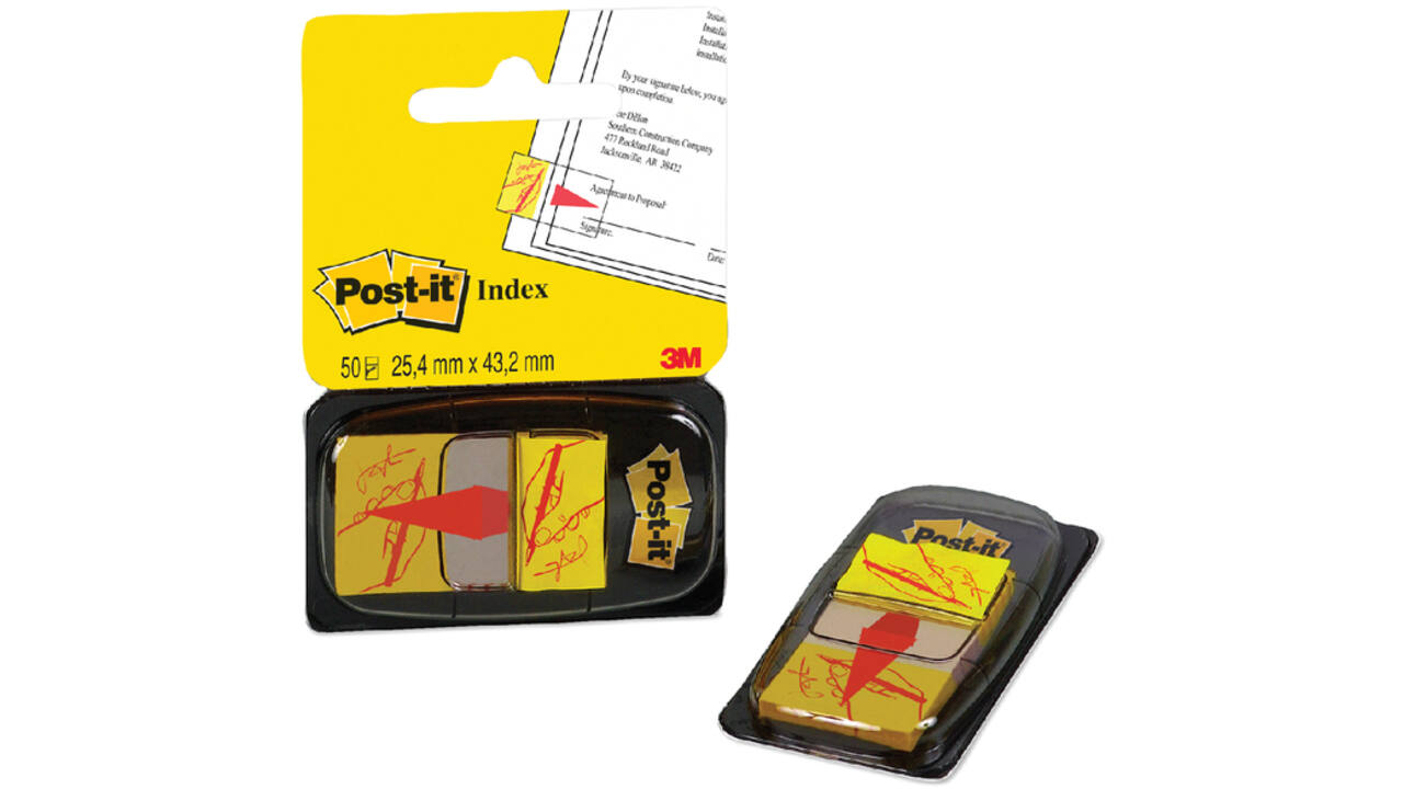 Indextabs Post-it 68031 25,4x43.2mm " hier ondertekenen" geel
