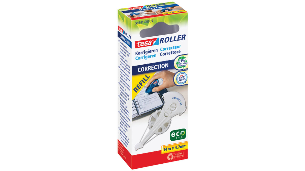 Navulling corretieroller tesa® ecoLogo® 14mx4,2mm hangdoosje