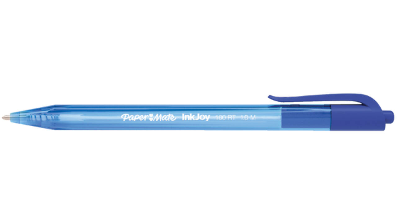 Balpen Paper Mate Inkjoy 100RT medium blauw valuepack 80+20 gratis