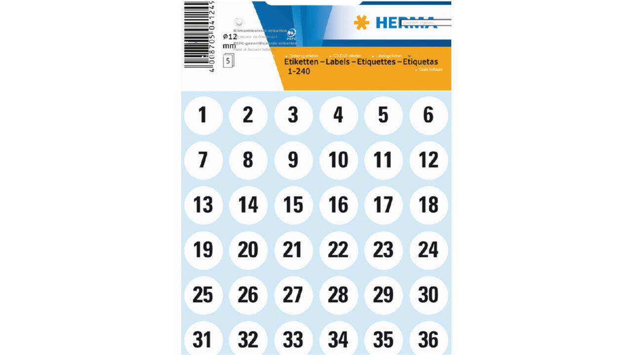 Etiket HERMA 4124 12mm getallen 1-240 240stuks