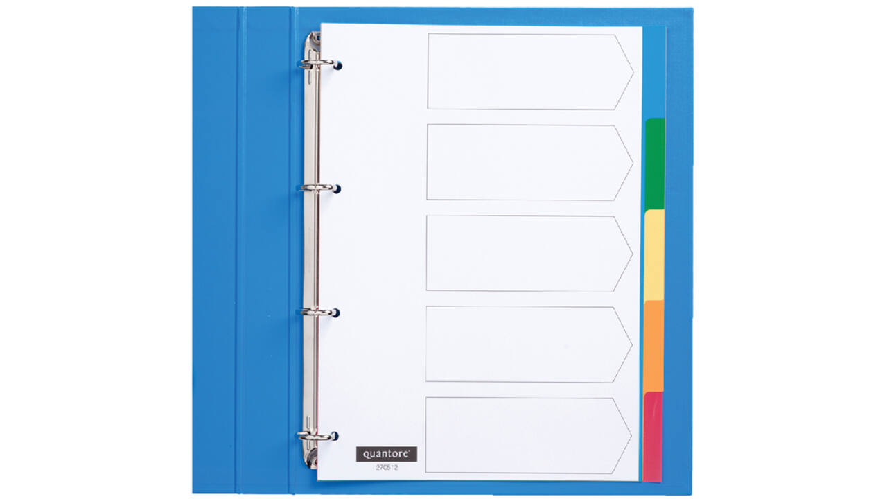 Tabbladen Quantore 4-gaats 5-delig assorti tabs PP