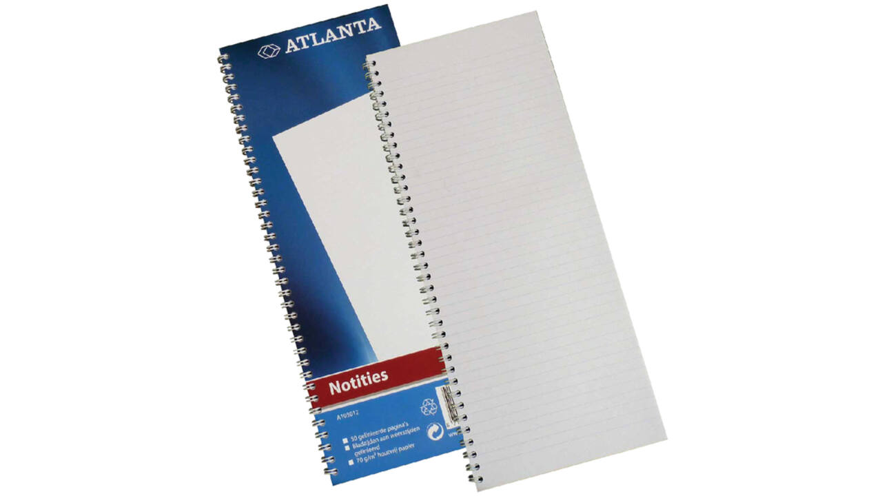 Notitieboek Djois Atlanta enkelvoudig 330x135mm 100 pagina's blauw
