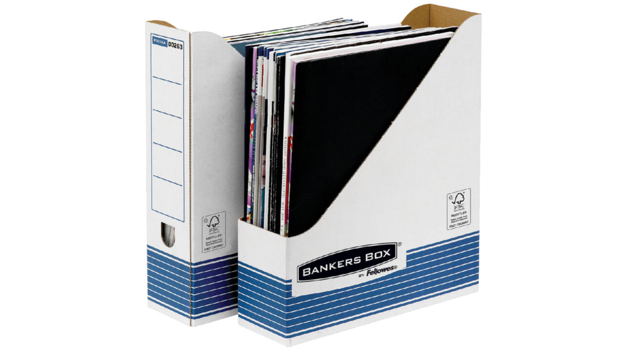 Tijdschriftcassette Bankers Box System A4 wit blauw