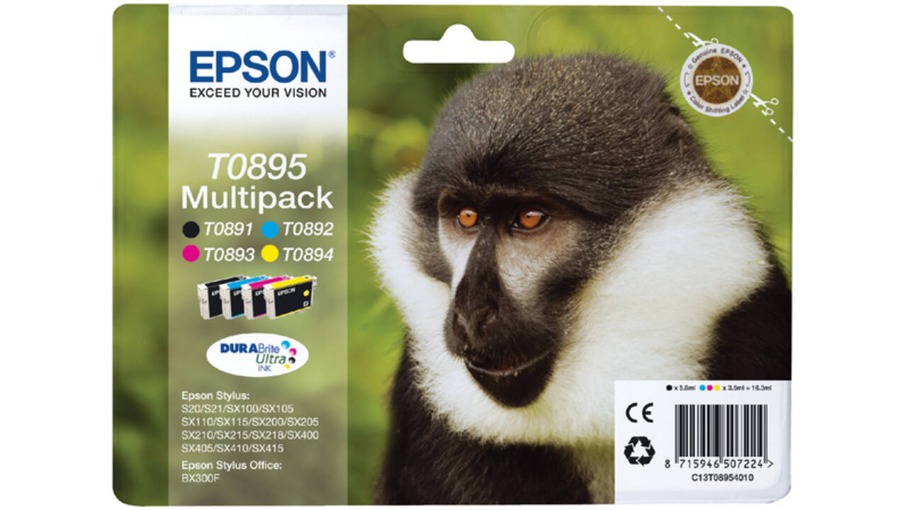 Inktcartridge Epson T0895 zwart + 3 kleuren