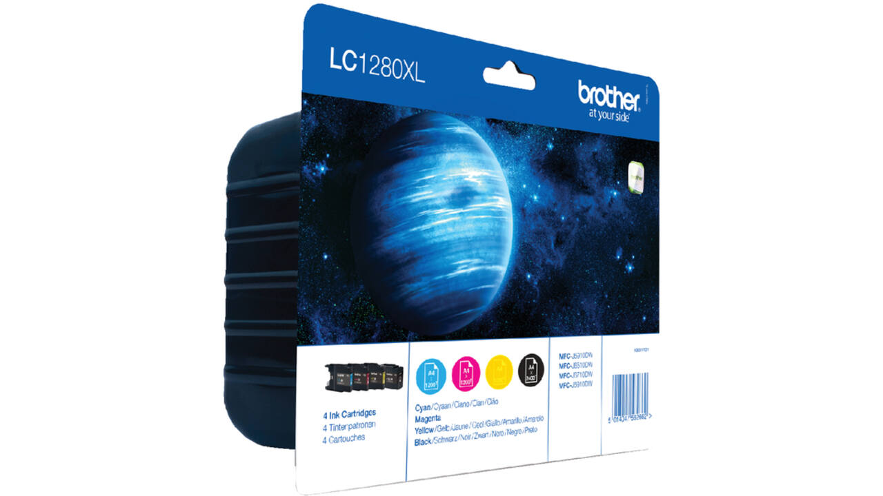 Inktcartridge Brother LC-1280XLVALBP zwart + 3 kleuren