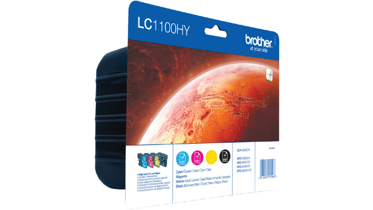 Inktcartridge Brother LC-1100HYVALBP zwart + 3 kleuren