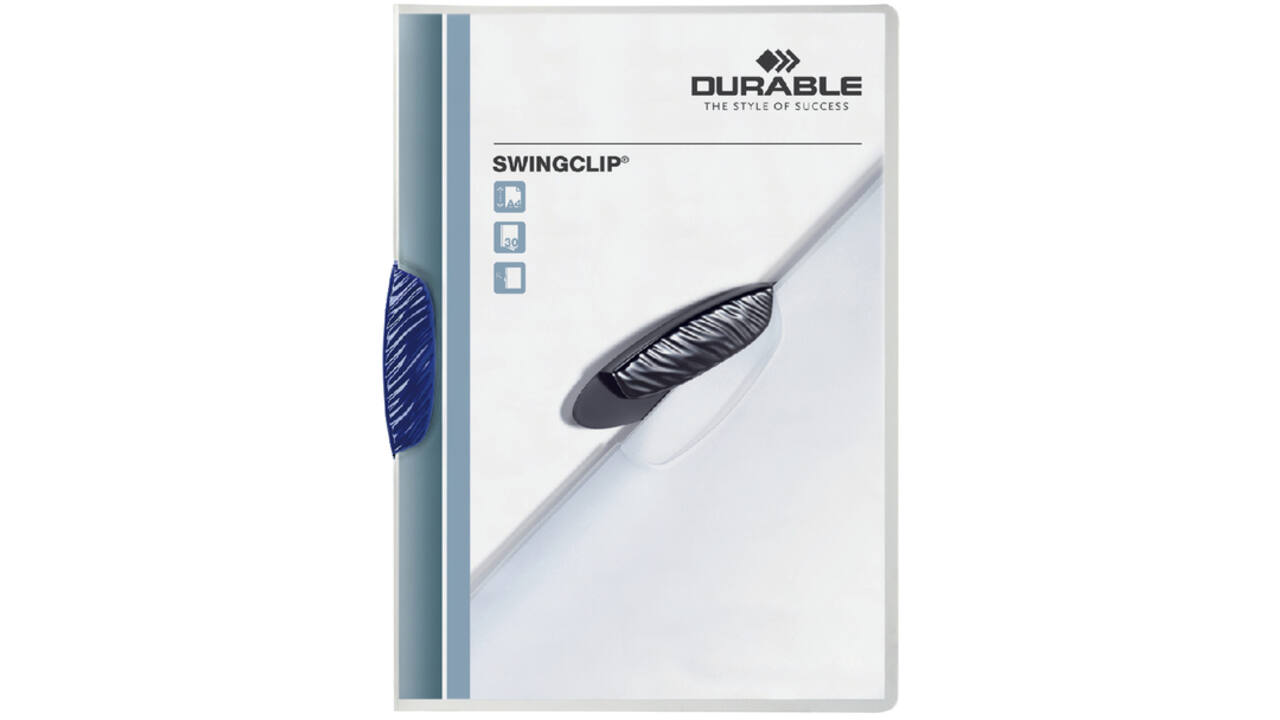 Klemmap Durable Swingclip 30 vellen blauw