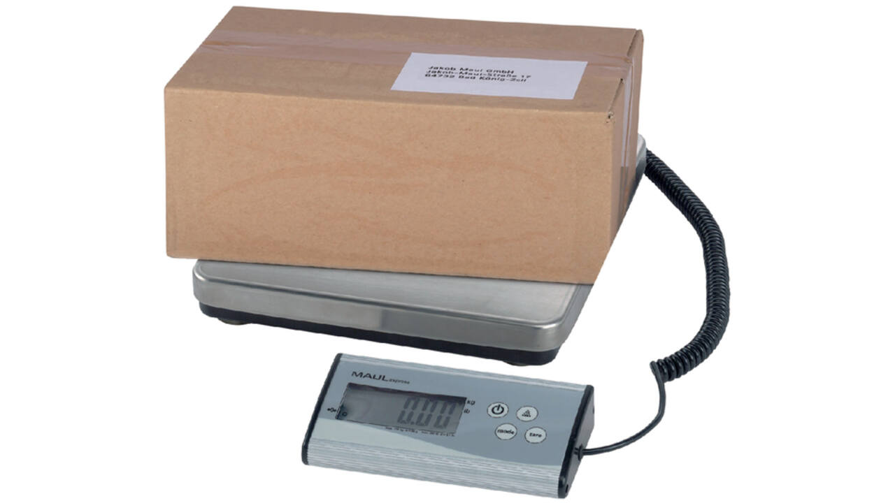 Pakketweger MAUL Cargo 120kg metalen plateau 27x27cm +9V batterij zilver
