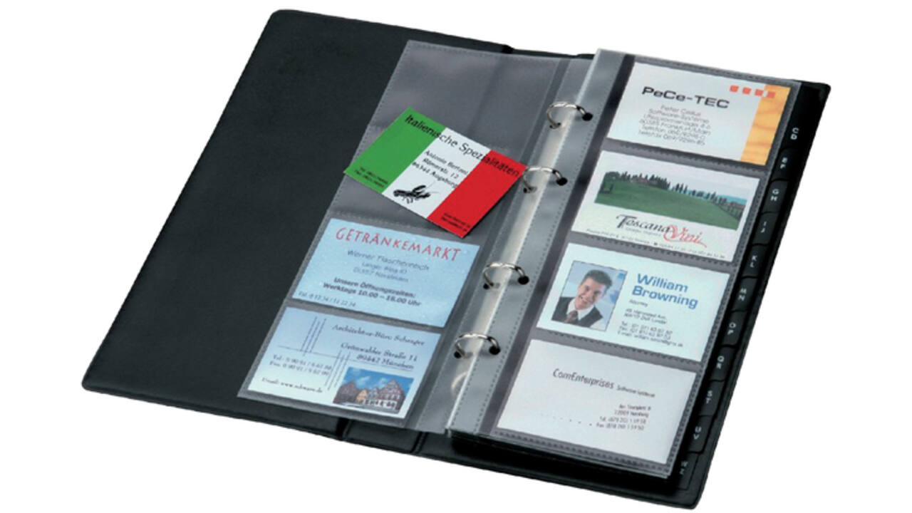 Visitekaartringband Sigel VZ300 voor 200 kaarten 90x58mm kunststof zwart