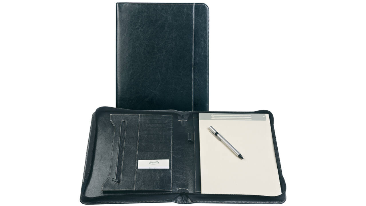 Schrijfmap Brepols Palermo luxe A4 met rits inclusief schrijfblok zwart