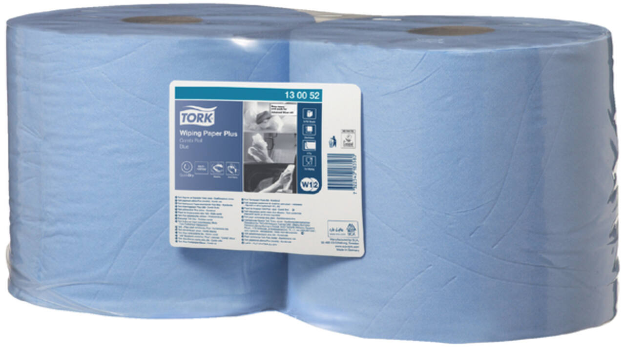 Poetspapier Tork W2 Plus Premium 2-laags 750 vel blauw 130052