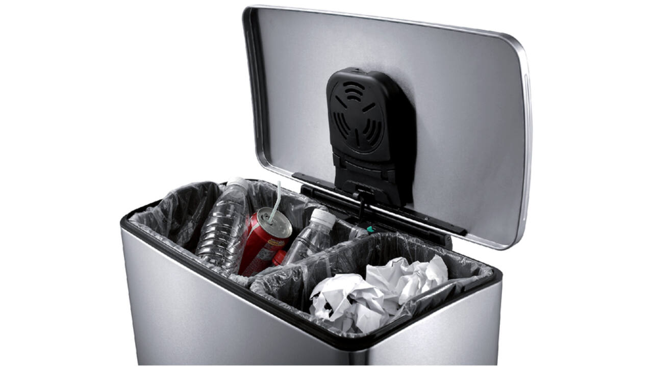 Afvalbak EKO E-Cube pedaalemmer 18+28liter RVS