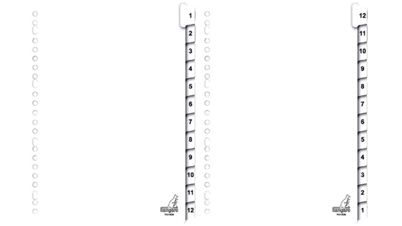 Tabbladen Kangaro 23-gaats PK412CM 1-12 genummerd karton