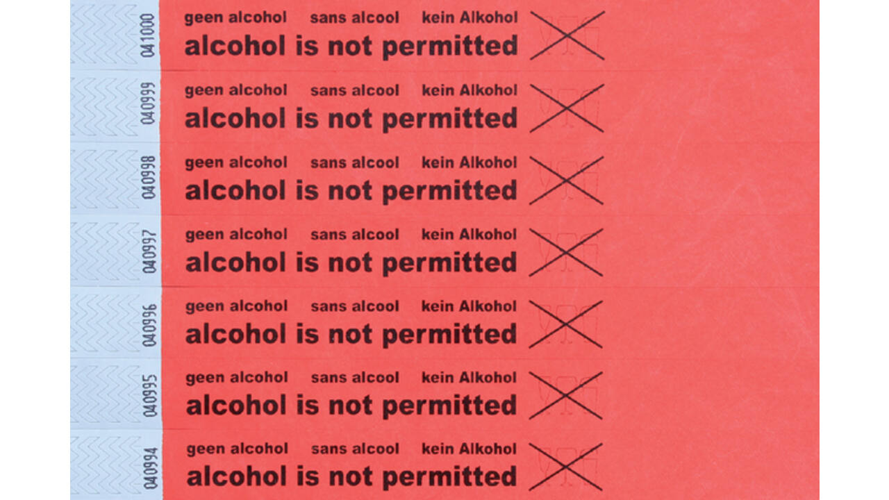 Polsbandje CombiCraft alcohol not permitted rood