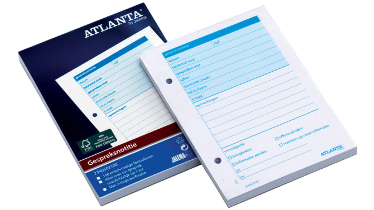 Gespreksnotitieblok Djois Atlanta A6 100 vel wit